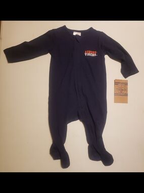 Navy Footed One-Piece with Orange Auburn Tigers Chest Logo